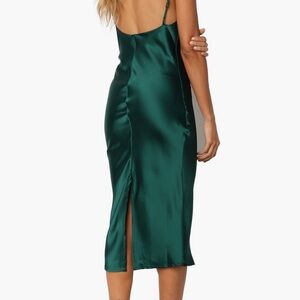 Emerald Green Backless Slit Cocktail Dress